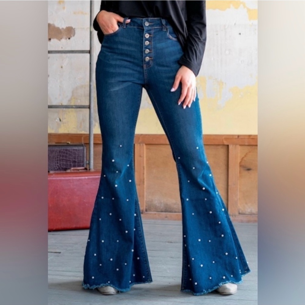 L&B dark wash high waisted flare jeans